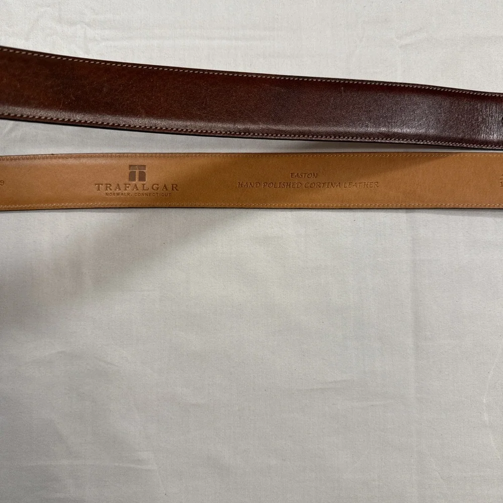BELTS MENS 44 Trafalgar Easton Brown Hand Polished‎ Cortina Leather Made in USA